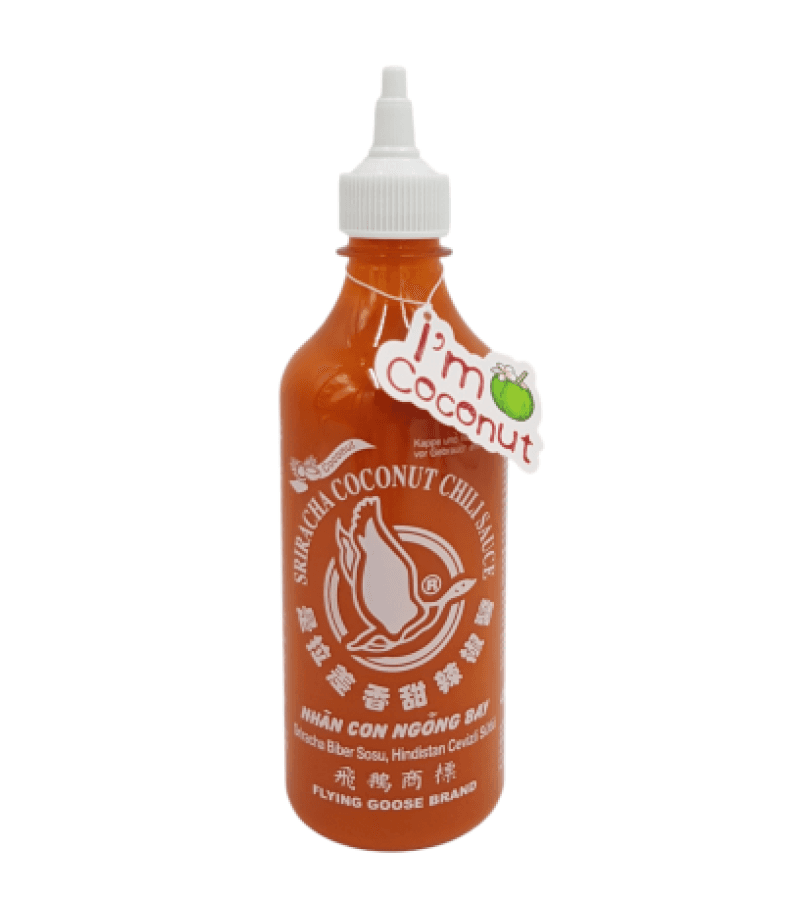 Sriracha z Mleczkiem Kokosowym Flying Goose 455 ml – Ostry Sos Chili - obrazek 1