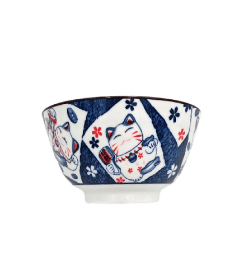 Miska ceramiczna Lucky Cat granatowa 11,5 cm – unikatowa - obrazek 1
