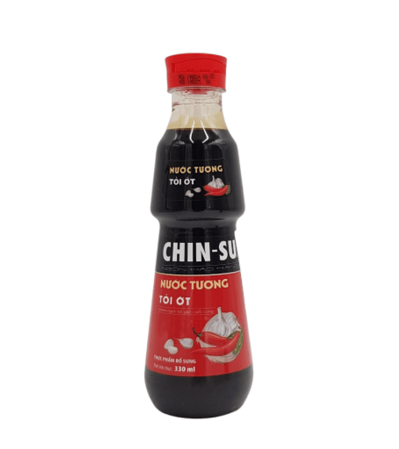 Sos sojowy jasny z czosnkiem i chili CHIN-SU 330 ml – pikantny smak - obrazek 1
