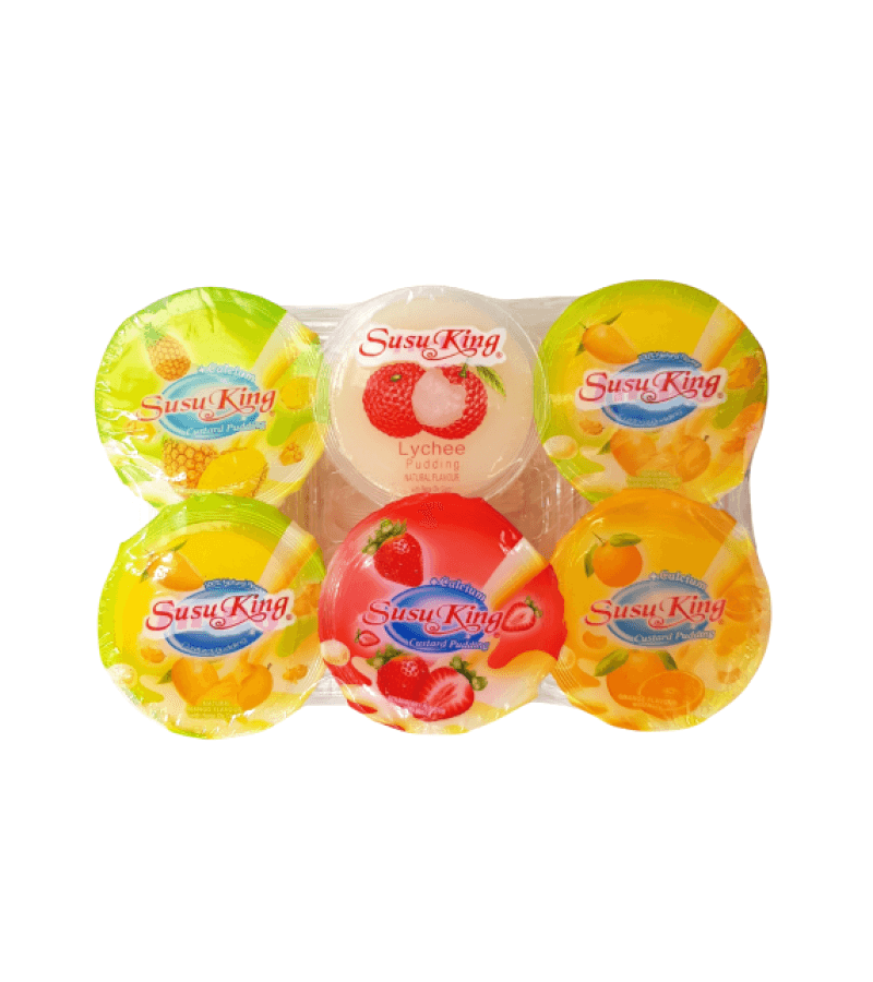 Pudding Nata de Coco Owocowy Mix Susu King 6x80g – Smak Lata - obrazek 1