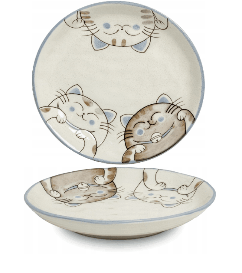 Talerz Three Cats Niebieski 22,5 cm – Styl i Wytrzymałość - obrazek 1
