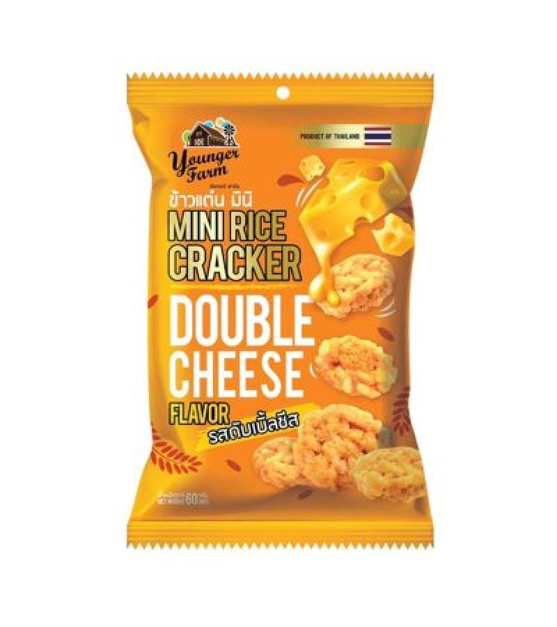Mini Krakersy Ryżowe Podwójny Ser Younger Farm 60g – Lekka Przekąska - obrazek 1