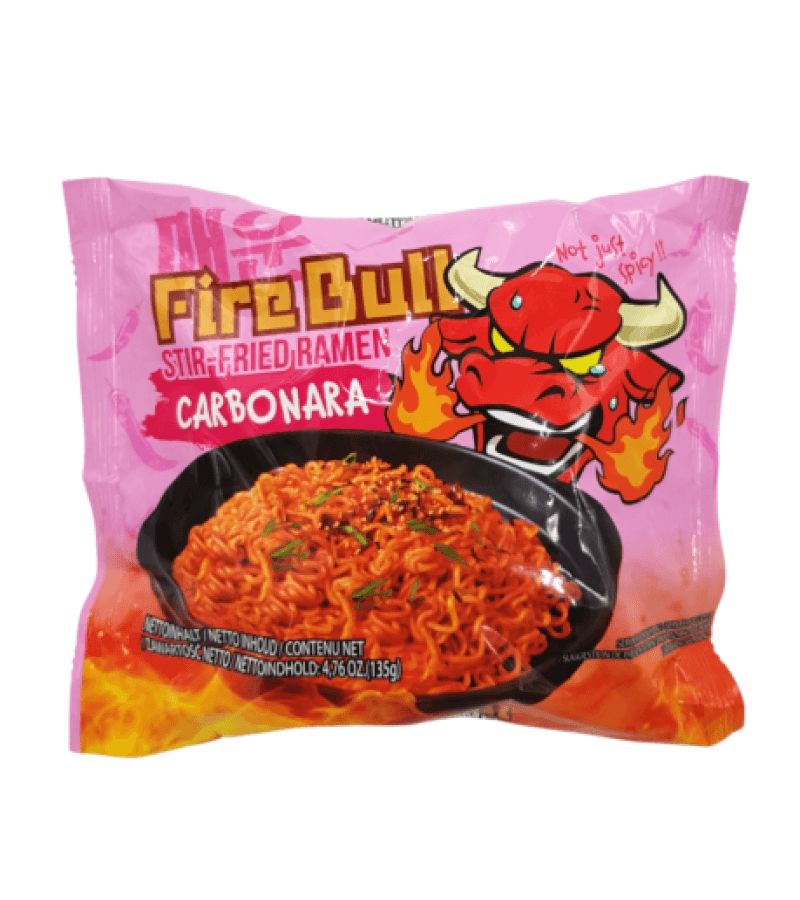 Makaron Instant Fire Bull Carbonara Ramen 135g – Pikantny Smak - obrazek 1