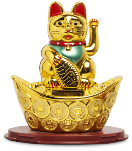 Kotek Szczęścia Maneki Neko Złoty 14,5 cm – Figurka Lucky Cat