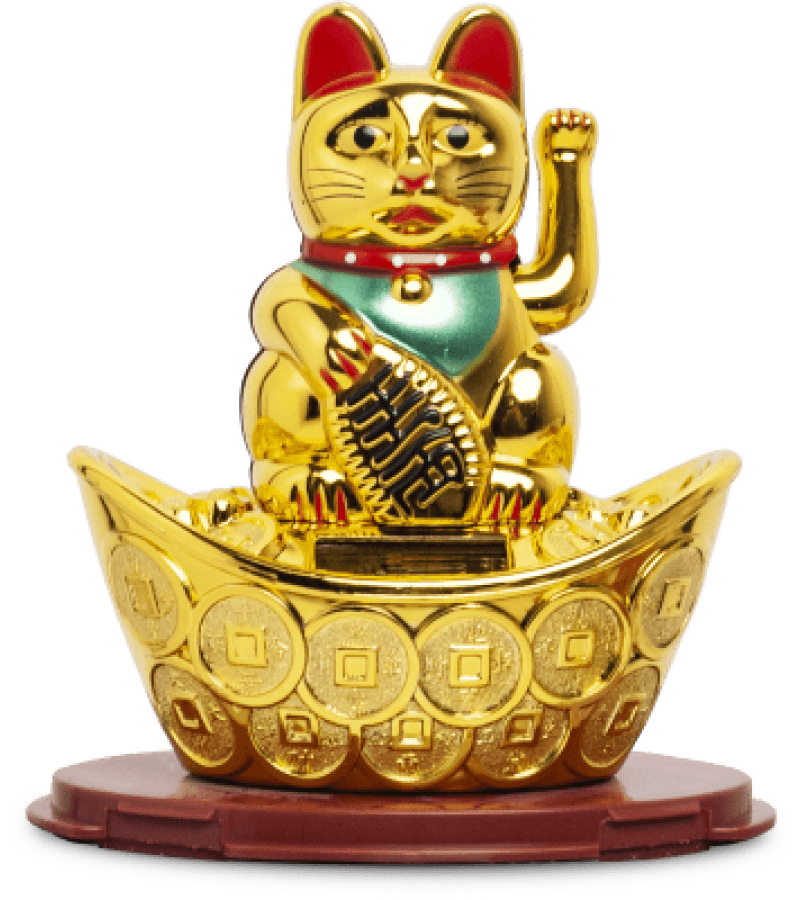 Kotek Szczęścia Maneki Neko Złoty 14,5 cm – Figurka Lucky Cat - obrazek 1
