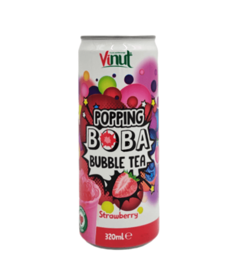 Bubble Tea Truskawkowy VINUT 320 ml z Kuleczkami – Orzeźwiający Napój - obrazek 1