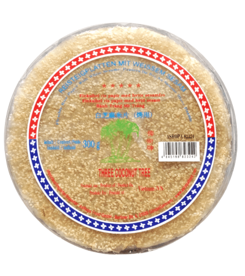 Papier ryżowy z tapioką i sezamem Three Coconut Tree 300g - obrazek 1
