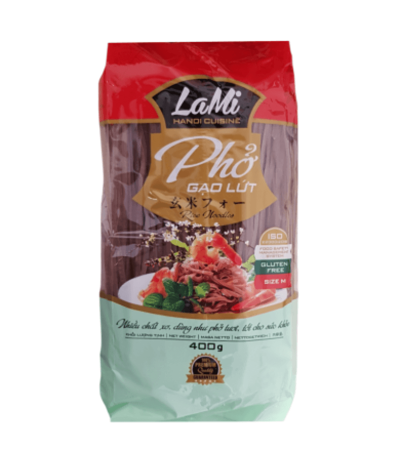 Makaron Ryżowy Brązowy Bezglutenowy LaMi Pho Gao 400g - obrazek 1